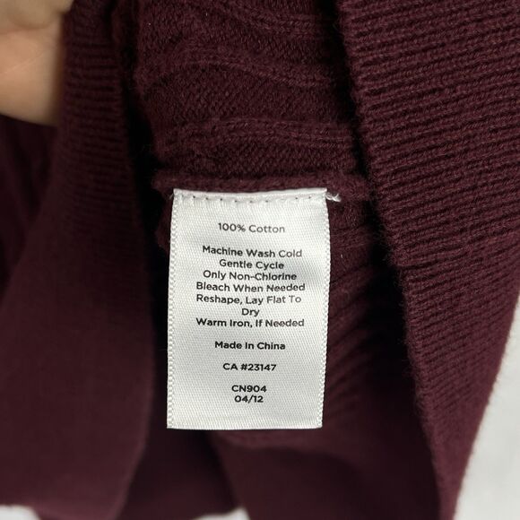 Talbots Petite Sweater Womens Medium Burgundy Cable Knit V Neck - Picture 7 of 11